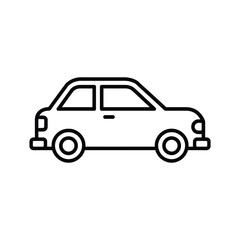 Simple Black and White Car Outline Illustration on White Background