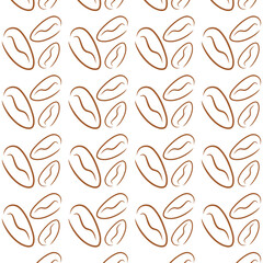 Coffee Bean Sketch Pattern.  Seamless coffee bean pattern in hand-drawn sketch style. Ideal for backgrounds, packaging, textiles, and coffee-themed designs.