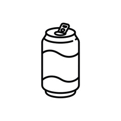 Simple Black and White Outline Drawing of a Soda Can