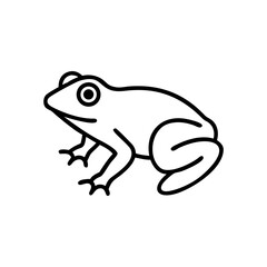 Frog from side view icon in outline style, amphibian symbol