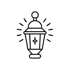 Glowing lantern icon in outline style, Halloween night symbol