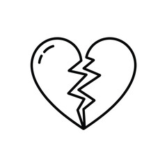 Broken Heart Outline Symbol of Heartbreak Loss and Emotional Pain