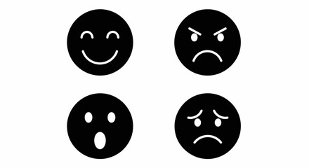 Fototapeta premium Vector Minimalist SVG Icon Set with Geometric Shapes and Flat Design Style in Bright Colors