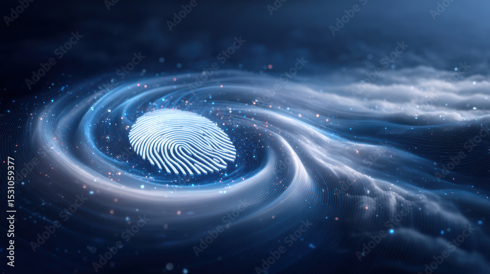 Poster fingerprint digital security network technology identification biometric data protection authenticat