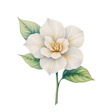 Botanical illustration of a white magnolia flower nature setting art content serene environment close-up view