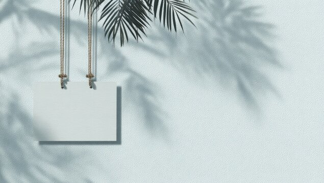 Empty sign hanging, palm shadows