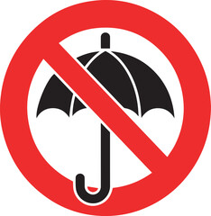 No umbrella symbol red circle warning sign