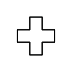 Simple Black Outline of a Plus Sign on White Background