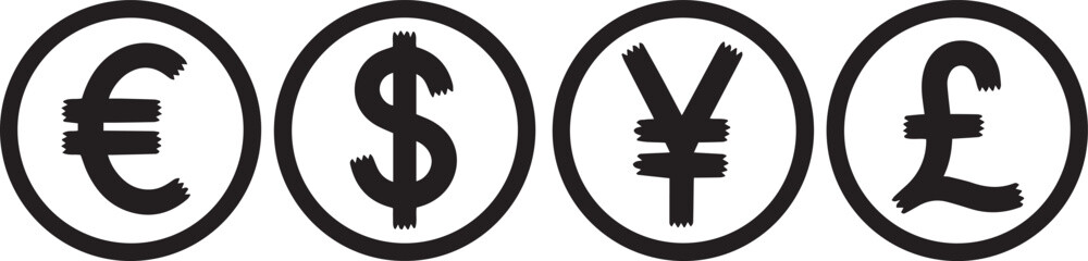 Obraz premium Major world currencies euro dollar yen pound