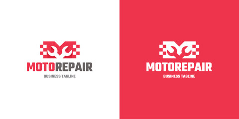 motorcycle repair m letter logo vector