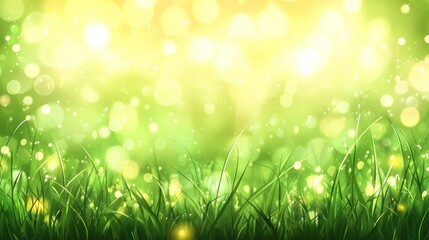 Lush green grass illuminated by sunlight.