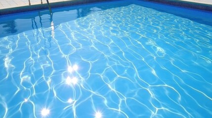 Sunlit ripples on the surface of a swimming pool.