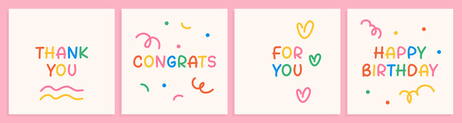 Set of cards with handwritten 