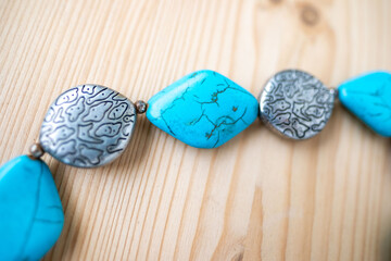 Artisan-made turquoise, howlite necklace with rustic charm, Fashion accessory, vibrant turquoise and silver necklace, showcasing unique ethnic-inspired design