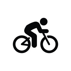 Obraz premium Black silhouette of a cyclist riding a bicycle on white background