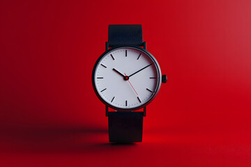 Modern Mastery: A Sleek Designer Watch red background