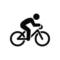 Obraz premium Simple Black Silhouette of a Cyclist Riding a Bicycle