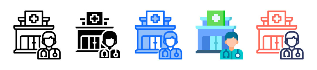 Health Clinic  Icon Multiple Style