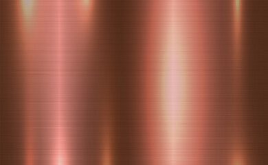 Vector copper metallic tones background. Abstract gradient bright and shiny light reflection brushed steel metal texture. Illustration for background, backdrop, web,wallpaper,print and design artwork.