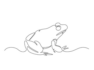 Frog single outline illustration. Continuous line art drawing of Exotic tree frog. Editable stroke.