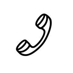 Minimal Black Line Classic Landline Phone Icon for Office and Call Center Use