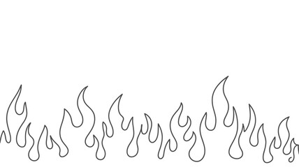 Simple Black Outline of Flames on a White Background