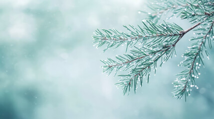 Winter Pine Branches – Soft Bokeh & Frosty Needles