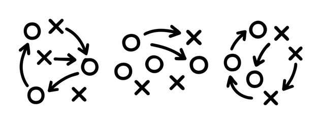 Doodle Marker Line Strategic Game Play Diagrams