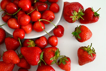 Berry Bright – Overhead View of Red Fruits on Clean Background