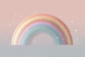 pastel rainbow arc with tiny sparkles, minimal celestial mood