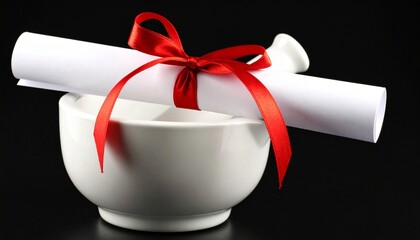 roll of paper with red ribbon