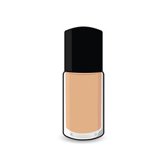 A sleek beige foundation bottle with black cap, standing upright on white background.