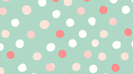 Polka dot pattern with pastel colors on soft green background
