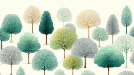 Abstract tree illustration with soft colors and delicate branches