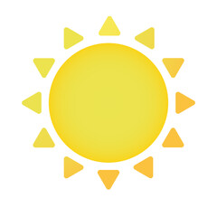 Yellow sun icon in flat style on white background