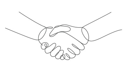 Fototapeta premium Continuous Line Drawing of a Handshake Symbolizing Agreement and Partnership