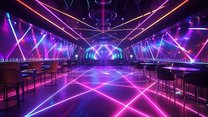 Vibrant Nightclub Interior Design Laser Show and Neon Lights