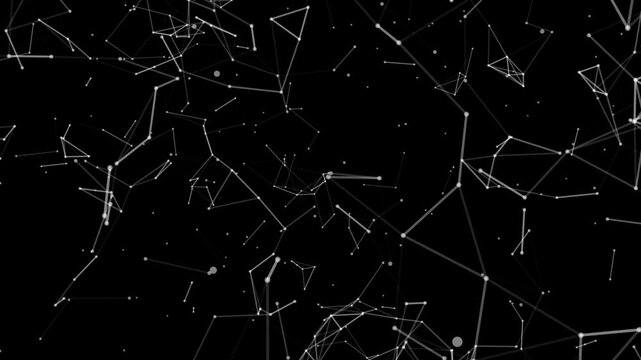 Plexus triangle moving on black background