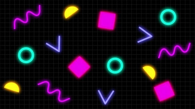 Seamless Looping Dark Themed Memphis Style Animated Background
