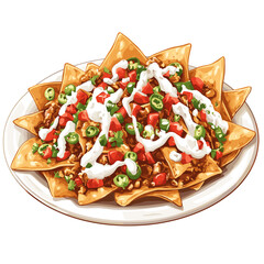 Loaded plate of nachos nacho chips vector isolated on a white background