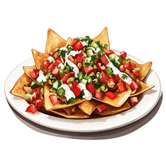 Loaded plate of nachos nacho chips vector isolated on a white background