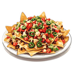 Loaded plate of nachos nacho chips vector isolated on a white background