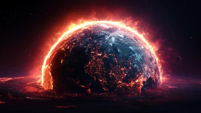 Earth on Fire Seen from Outer Space
