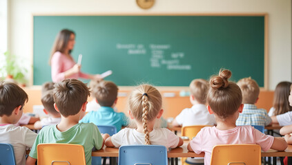students in the classroom rear view