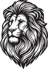 Fototapeta premium Majestic Lion Face Graphic Illustration in Striking Silhouette Style