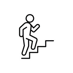 Simple line drawing of a person climbing up stairs or steps