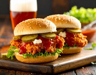 Kanapka z kurczakiem w panko, piklami i ostrym sosem sriracha