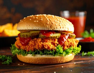 Kanapka z kurczakiem w panko, piklami i ostrym sosem sriracha