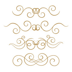 Minimalist swirl flourishes. Elegant vintage curls for invitations and journals.