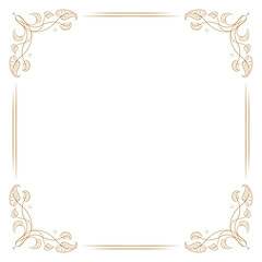 Delicate vintage style square floral frame. Vector graphic.